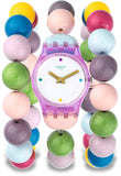 Swatch Originals Party Beads White Dial Plastic Strap Ladies Watch LP148B